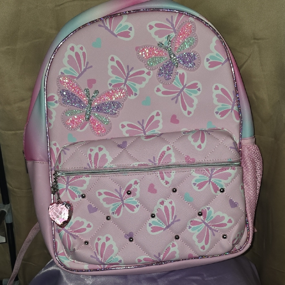 Sparkling Pink Butterfly Kids Backpack